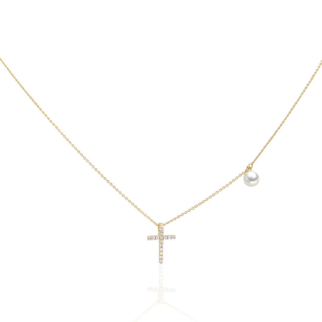 Akoya Halskette "Little Cross" - Calissi